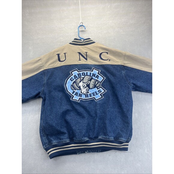 Lee SPORT NCAA North Carolina Tar Heels Denim Varsity Jacket L UNC Vintage 90s - Picture 1 of 14